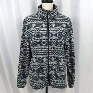 Stillwater Supply Co. Full Zip Fleece Jacket Southwestern Black White Sz Medium